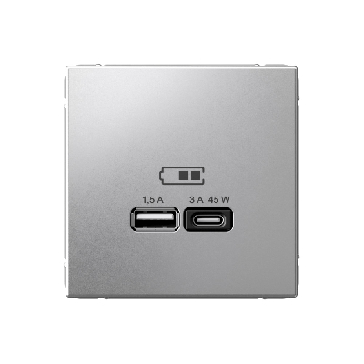 ARTGALLERY USB розетка A + тип-C 45Вт высокоскор.заряд. QC, PD, механизм, алюминий Systeme Electric GAL000329