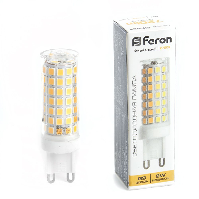 Лампа светодиодная LED 9вт 230в G9 теплый капсульная FERON LB-434 38146