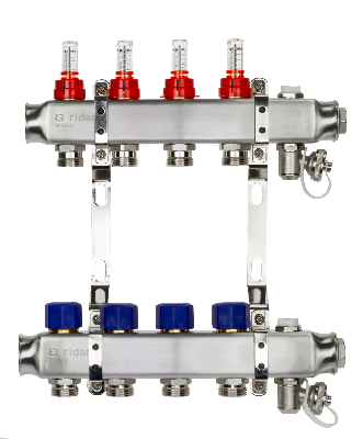 Комплект коллекторов SSM-4RF set с расходомерами и кронштейнами, 4 контура Ридан 088U0954R