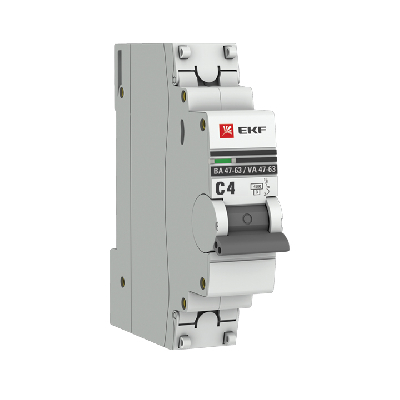 Выключатель автоматический однополюсный 4А С ВА47-63 4.5кА PROxima EKF mcb4763-1-04C-pro