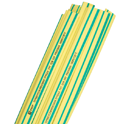 Трубка термоусаживаемая ТУТ нг 12/6 желто-зеленая в отрезках по 1м PROxima EKF tut-12-yg-1m