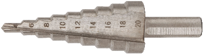 Сверло ступенчатое HSS (Р6М5) по металлу, 9 ступеней, 4-20 мм FIT 36395