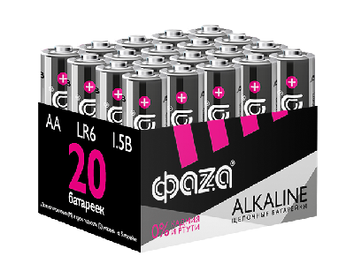 Элементы питания алкалиновые LR 6  (AA) ФАZА Alkaline (20 шт. в упаковке) JazzWay LR6A-P20