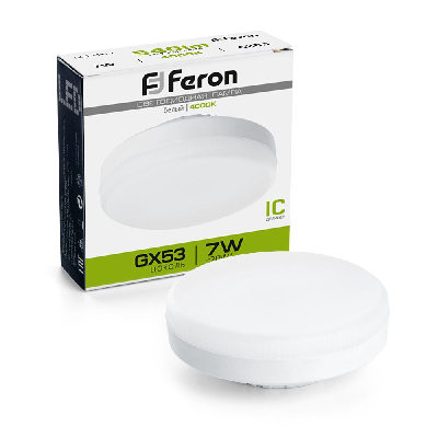 Лампа светодиодная LED 7вт GX53 белый таблетка FERON LB-451 25828