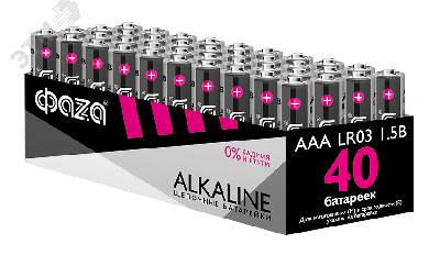 Элементы питания алкалиновые LR03  (AAA) ФАZА Alkaline (40 шт. в упаковке) JazzWay LR03A-P40