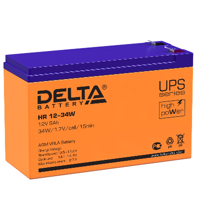 Аккумулятор HR 12В 9Ач DELTA HR 12-34 W