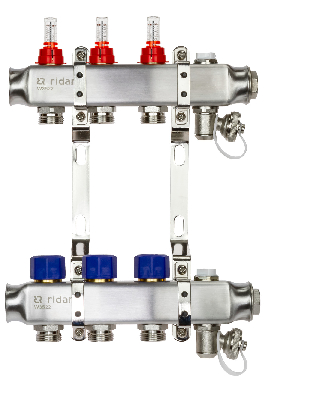 Коллекторная группа SSM-3RF set 3 контура 1' x 3/4' с расходомерами и кронштейнами Ридан 088U0953R