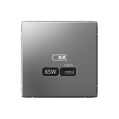 ARTGALLERY USB розетка тип-С 65Вт высокоскор.заряд. QC, PD, механизм, сталь Systeme Electric GAL000927