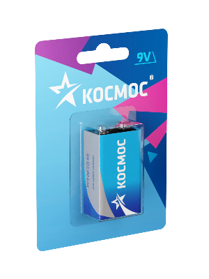 Батарейка  6F22 (крона) 9V Zinc carbon 1BL Космос KOC6F221BL