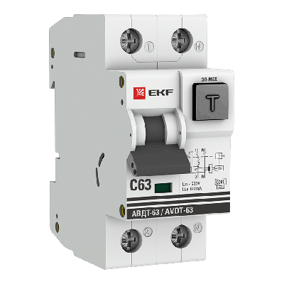Выключатель автоматический дифференциальный АВДТ-63 63А/100мА C электромеханический тип A 6кА PROxima EKF DA63-63-100em