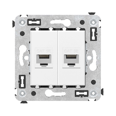 Avanti Компьютерная розетка RJ-45 без шторки в    стену, кат.5е двойная, Белое облако DKC 4400664