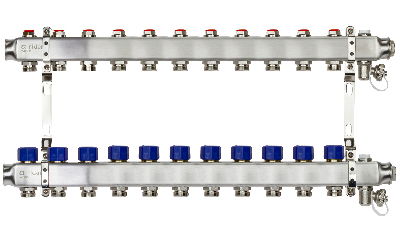 Коллекторная группа SSM-11R set 11 контуров 1' x 3/4' с термостатическими клапанами и кронштейнами Ридан 088U0981R