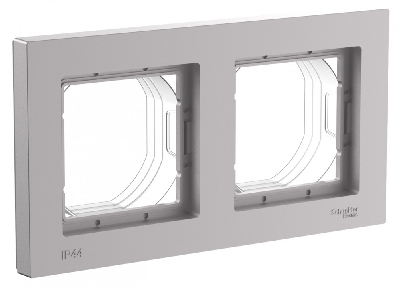 ATLASDESIGN AQUA рамка двухпостовая IP44, АЛЮМИНИЙ Systeme Electric ATN440302