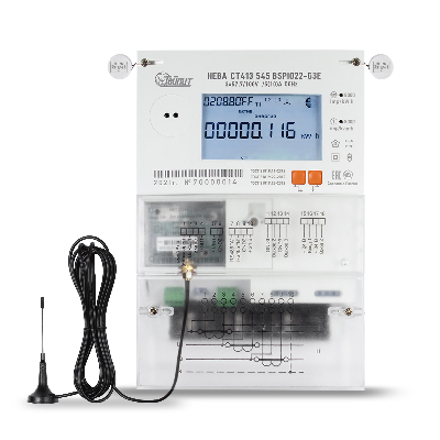 Счётчик электроэнергии трехфазный НЕВА СТ413 545 BSPIO22-G3E 77 регион с антенной AM918G3L300R174SM Тайпит 6190174
