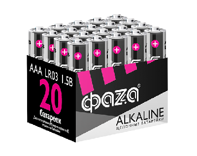 Элементы питания алкалиновые LR03  (AAA) ФАZА Alkaline (20 шт. в упаковке) JazzWay LR03A-P20