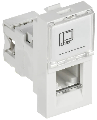 Розетка компьютерная RJ45 UTP категория 5e 1 модуль IEK CKK-40D-RI1-K01