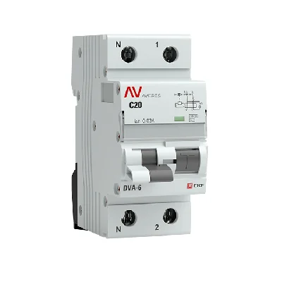 Автомат дифференциальный DVA-6 1P+N 20А (C) 30мА (AC) 6кА AVERES EKF rcbo6-1pn-20C-30-ac-av