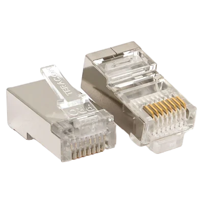 Коннектор RJ-45 TERACOM PRO экранированный 8P8C 30мкд Cat.5E универсальный (1 упак. - 20шт.) EKF TRP-PLUG-5EFTP-20