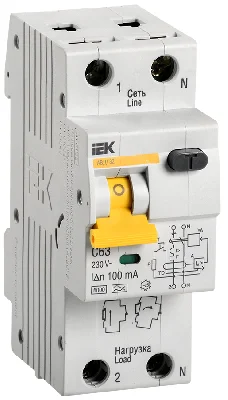 Выключатель автоматический дифференциальный 1п+N 63А 100мА АВДТ-32 C(Электронный) IEK MAD22-5-063-C-100