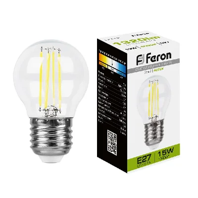 Лампа светодиодная LED 15вт Е27 белый шар FILAMENT FERON LB-515 38253