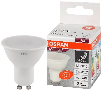 Лампа светодиодная LED 7 Вт GU10 4000К 560Лм спот 220 В (замена 60Вт) OSRAM LEDVANCE 4058075581586