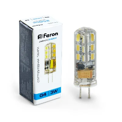 Лампа светодиодная LED 3вт 12в G4 дневной капсульная FERON LB-422 48LED 25533