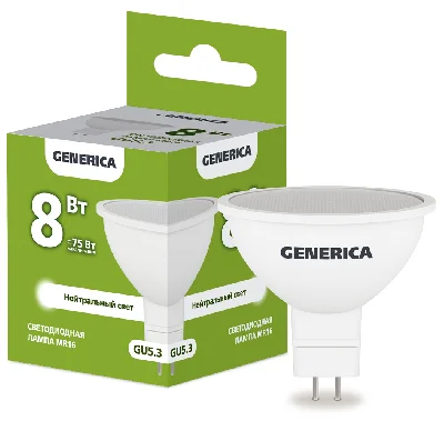 Лампа светодиодная MR16 софит 8Вт 230В 4000К GU5.3 GENERICA IEK LL-MR16-08-230-40-GU5-G