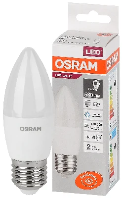 Лампа светодиодная LED 7 Вт E27 6500К 560Лм свеча 220 В (замена 60Вт) OSRAM LEDVANCE 4058075579507