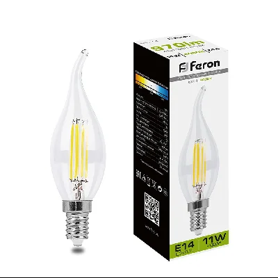 Лампа светодиодная LED 11вт Е14 белый свеча на ветру FILAMENT FERON LB-714 38012