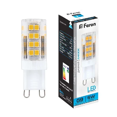 Лампа светодиодная LED 5вт 230в G9 дневной капсульная FERON LB-432 25771