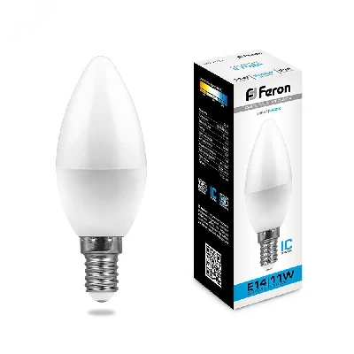 Лампа светодиодная LED 11вт E14 дневной матовая свеча FERON LB-770 25943