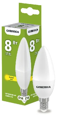 Лампа светодиодная C35 свеча 8Вт 230В 3000К E14 GENERICA IEK LL-C35-08-230-30-E14-G