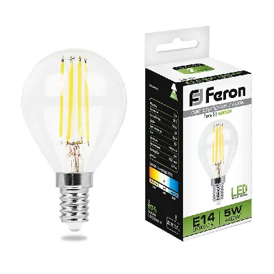 Лампа светодиодная LED 5вт Е14 белый шар FILAMENT FERON LB-61 25579