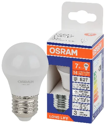 Лампа светодиодная LED 7Вт Е27 4000К 600Лм шар 220В (замена 60Вт) OSRAM LEDVANCE 4099854186547