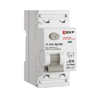 Выключатель дифференциального тока ВД-100N  2P 32А 30мА тип AC эл-мех 6кА PROXIMA EKF