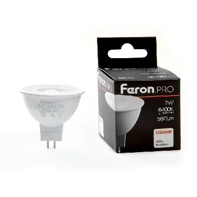 Лампа светодиодная LED 7вт 230в G5.3 дневной с линзой 38 гр. Feron.PRO FERON LB-1607 38181