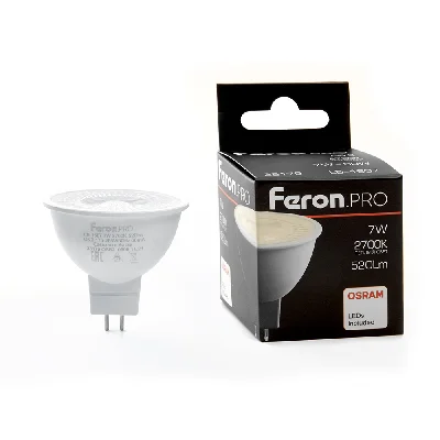 Лампа светодиодная LED 7вт 230в G5.3 теплый с линзой 38 гр. Feron.PRO FERON LB-1607 38179