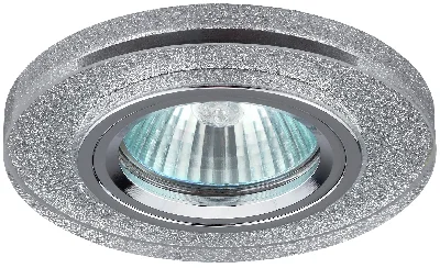 Светильник декор стекло круглое MR16,12V/220V, 50W, хром/серебряный блеск DK7 CH/SHSL ЭРА C0043736