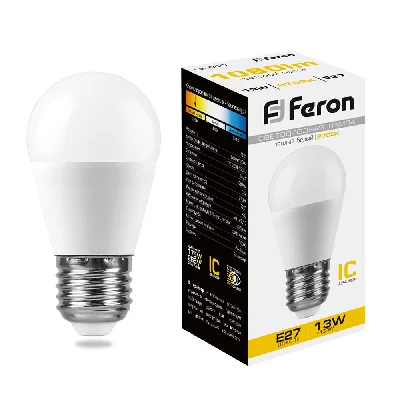 Лампа светодиодная LED 13вт Е27 теплый матовый шар FERON LB-950 38104