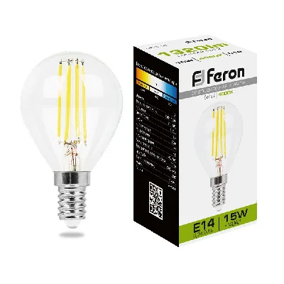 Лампа светодиодная LED 15вт Е14 белый шар FILAMENT FERON LB-515 38250