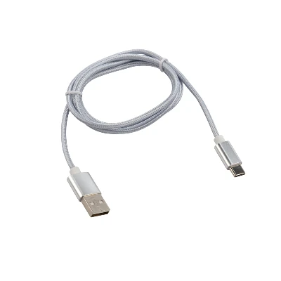 Кабель USB-Type-C, 2A, nylon, silver, 1m, 18-1899, REXANT