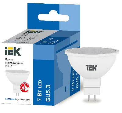 Лампа светодиодная MR16 софит 7Вт 230В 6500К GU5.3 IEK LLE-MR16-7-230-65-GU5