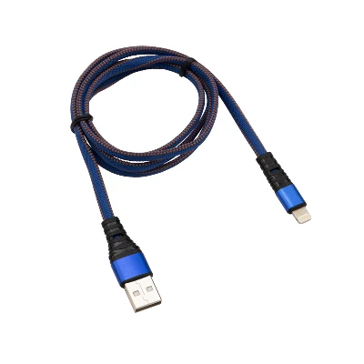 Кабель USB-Lightning 2.4 A, 1 м, синяя нейлоновая оплетка, 18-7053, REXANT