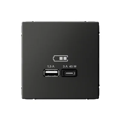 ARTGALLERY USB розетка A + тип-C 45Вт высокоскор.заряд. QC, PD, механизм, базальт Systeme Electric GAL001429