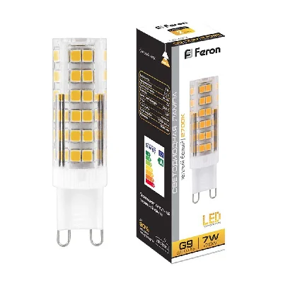 Лампа светодиодная LED 7вт 230в G9 теплый капсульная FERON LB-433 25766