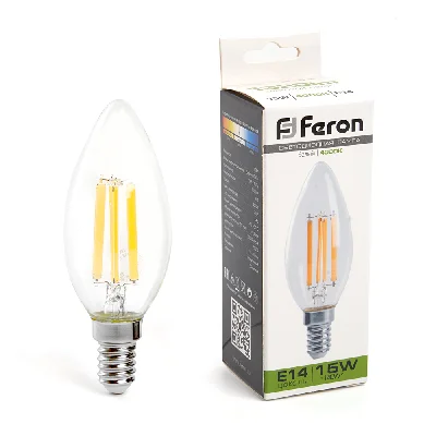 Лампа светодиодная LED 15вт Е14 белый свеча FILAMENT FERON LB-717 38258