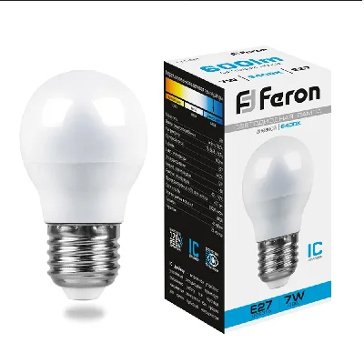 Лампа светодиодная LED 7вт Е27 дневной шар FERON LB-95 25483