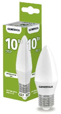 Лампа светодиодная C35 свеча 10Вт 230В 4000К E27 GENERICA IEK LL-C35-10-230-40-E27-G