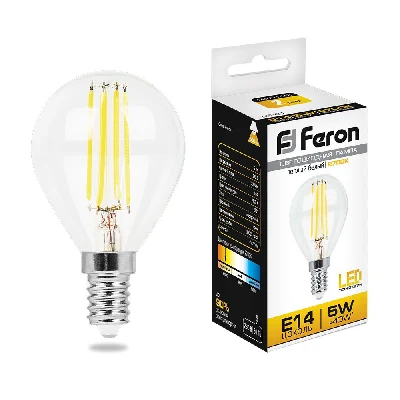 Лампа светодиодная LED 5вт Е14 теплый шар FILAMENT FERON LB-61 25578