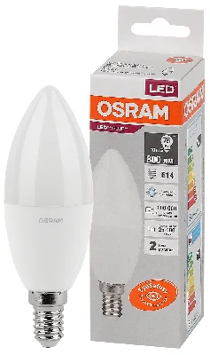 Лампа светодиодная LED 10 Вт E14 6500К 800Лм свеча 220 В (замена 75Вт) OSRAM LEDVANCE 4058075579262